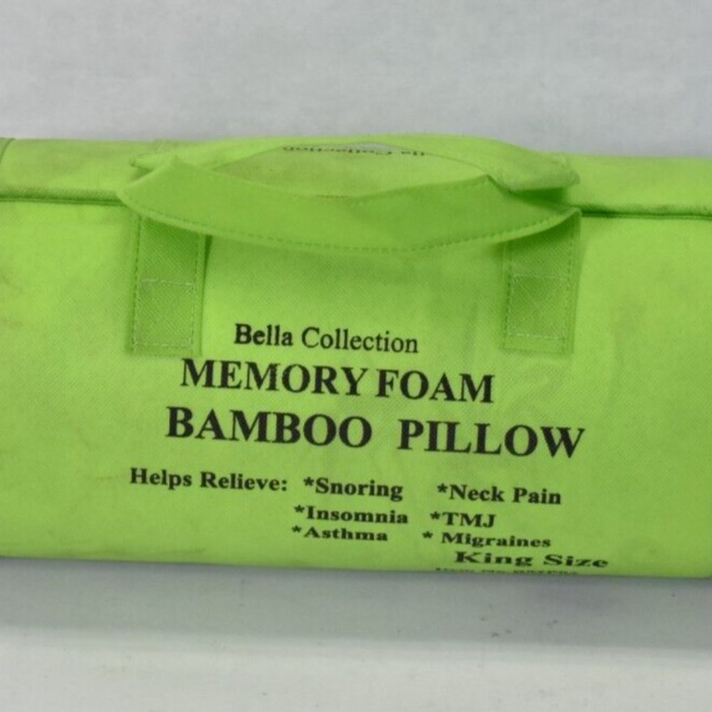 Bella Collection Memory Foam Bamboo Pillow King Size 19" x 36" White Bedding